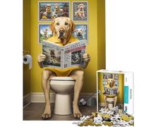 Adult Jigsaw Puzzles 1000 Pieces Yellow Labrador Toilet Brain Teaser Game Learning Educational Toys Gifts Birthday Presents for Women (Size 38x26cm)