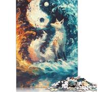 Adult Jigsaw Puzzles 1000 Pieces Yin Yang Fox Wooden Puzzle for Adults And Teenager Sustainable Puzzle for Adults | Games 1000pcs (75x50cm)