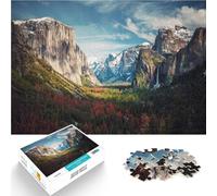 Adult Jigsaw Puzzles 1000 Pieces Yosemite Travel Nature Made of cardboard for ages 14 and over Staycation Kill time Gift ideas。size：38x52cm/14.96x20.47inch
