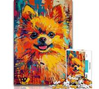Adult Jigsaw Puzzles 1000 Pomeranian Dog 1000 Pieces for Teenagers,Challenging Game Toys Wall Decoration Unique Birthday And Xmas Gifts (size 75x50cm)