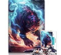 Adult Jigsaw Puzzles 1000 Powerful Lightning Tiger 1000 Pieces for Adults,for Educational Game Challenge Toy Unique Home Decor And Gifts (size 38x26cm)