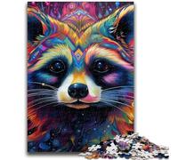 Adult Jigsaw Puzzles 1000 Psychedelic Animal Raccoon 1000 Pieces for Adults,is Ideal As Gifts for The Whole Family Suitable for And 14 (50x75cm)