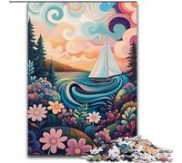 Adult Jigsaw Puzzles 1000 Psychedelic Boat, Stress Reliever Difficult Challenge Secret Santa Gifts for Age 14 Years Up (Size 26x38cm)