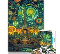 Adult Jigsaw Puzzles 1000 Psychedelic Eiffel 1000 Pieces for Teenagers,Challenging Game Toys Wall Decoration Unique Birthday And Xmas Gifts (size 38x26cm)