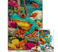 Adult Jigsaw Puzzles 1000 Psychedelic Frog 1000 Piece Puzzle,for Educational Game Challenge Toy Birthday Present, Gifts, Wall Art 38x26cm