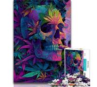 Adult Jigsaw Puzzles 1000 Psychedelic Skull 1000 Pieces for Adults,Challenging Difficult Deal As Gifts for The Whole Family (size 75x50cm)