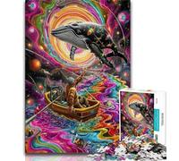 Adult Jigsaw Puzzles 1000 Psychedelic Whale 1000 Pieces for Teenagers,Toys Educational Games Stress Relieving Unique Birthday And Gifts (size 38x26cm)
