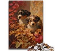 Adult Jigsaw Puzzles 1000 Puppy in The Fallen Leaves Challenging To Complete But Fun And Humorous Birthday Present, Gifts, Wall Art 26x38cm