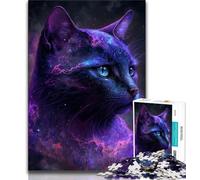 Adult Jigsaw Puzzles 1000 Purple Galaxy Cat 1000 Piece Jigsaw,Challenging Game Gifts for Is Ideal As A Gift for The Whole Family (size 38x26cm)