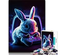 Adult Jigsaw Puzzles 1000 Rabbit Neon 1000 Pieces for Teenagers,Perfect for Game Nights, Colorful Toy for Home Gift (size 38x26cm)