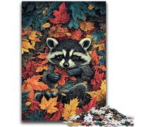 Adult Jigsaw Puzzles 1000 Raccoons in Autumn Challenging To Complete But Fun And Humorous Birthday Present, Gifts, Wall Art 26x38cm