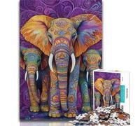 Adult Jigsaw Puzzles 1000 Rainbow Elephant 1000 Pieces for Adults,Family Activity Fun at Home Activities, Birthday Present,Travel Gifts 38x26cm