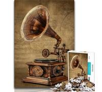 Adult Jigsaw Puzzles 1000 Retro Gramophone Teenager Puzzles,Game Toys Every Piece Is Unique - Challenging Family Fun Game (size 75x50cm)