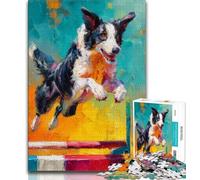 Adult Jigsaw Puzzles 1000 Running Border Collie Teenager Puzzles,Game Toys Every Piece Is Unique - Challenging Family Fun Game (size 38x26cm)