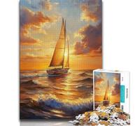 Adult Jigsaw Puzzles 1000 Sailboat Sailing on The Sea 1000 Pieces for Adults,for Educational Game Challenge Toy Unique Home Decor And Gifts (size 75x50cm)