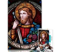Adult Jigsaw Puzzles 1000 Saint A Stained Glass 1000 Pieces for Adults,is Ideal As Gifts for The Whole Family Suitable for And 14 26x38cm
