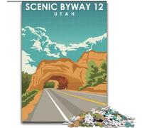 Adult Jigsaw Puzzles 1000 Scenic Byway Utah Art Family Game Stress Reliever Difficult Challenge Suitable for Couples (26x38cm) 1000pcs
