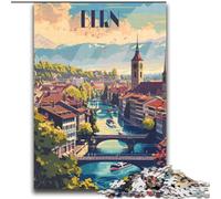 Adult Jigsaw Puzzles 1000 Serene Bern Cityscape Staycation Kill Time with Fully Interlocking Randomly Shaped Pieces (38x52cm) 1000pcs