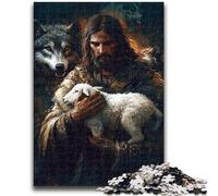 Adult Jigsaw Puzzles 1000 Sheep And Jesus 1000 Piece Puzzle,for Educational Game Challenge Toy Birthday Present, Gifts, Wall Art (38x26cm)