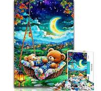 Adult Jigsaw Puzzles 1000 Sleeping Teddy Bear 1000 Pieces for Adults,is Ideal As Gifts for The Whole Family Suitable for And 14 26x38cm