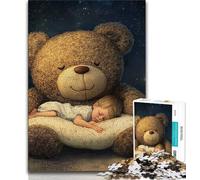 Adult Jigsaw Puzzles 1000 Sleeping Teddy Teenager Puzzles,Game Toys Every Piece Is Unique - Challenging Family Fun Game (size 75x50cm)