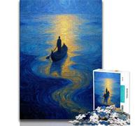 Adult Jigsaw Puzzles 1000 Small Boat at Night 1000 Piece Puzzle,for Educational Game Challenge Toy Birthday Present, Gifts, Wall Art 75x50cm