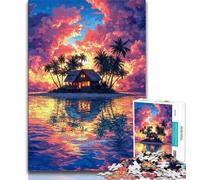 Adult Jigsaw Puzzles 1000 Small House at Sunset Teenager Puzzles,Game Toys Every Piece Is Unique - Challenging Family Fun Game (size 38x26cm)