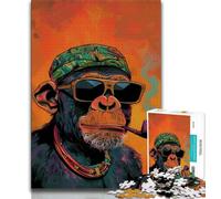 Adult Jigsaw Puzzles 1000 Smoking Chimpanzee 1000 Piece Jigsaw,Challenging Family Activity Games DIY Toy for Home Wall Decor Gifts 75x50cm