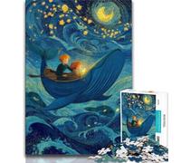 Adult Jigsaw Puzzles 1000 Space Whale Teenager Puzzles,Stress Reliever Difficult Challenge Suitable for Desktop Decoration (size 38x26cm)