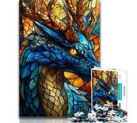 Adult Jigsaw Puzzles 1000 Stained Glass Dragon 1000 Pieces for Adults,Challenging Difficult Deal As Gifts for The Whole Family (size 75x50cm)
