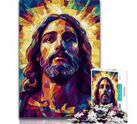 Adult Jigsaw Puzzles 1000 Stained Glass Jesus Teenager Puzzles,Stress Reliever Difficult Challenge Suitable for Desktop Decoration (size 75x50cm)