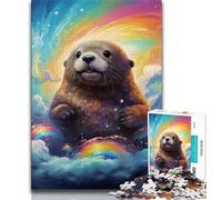 Adult Jigsaw Puzzles 1000 Starry Sky Otter 1000 Pieces for Teenagers,Perfect for Game Nights, Colorful Toy for Home Gift (size 75x50cm)