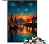 Adult Jigsaw Puzzles 1000 Starry Sky Pyramid, Stress Reliever Difficult Challenge Secret Santa Gifts for Age 14 Years Up (Size 26x38cm)