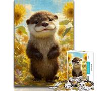 Adult Jigsaw Puzzles 1000 Sunflower Otter Teenager Puzzles,Game Toys Every Piece Is Unique - Challenging Family Fun Game (size 38x26cm)