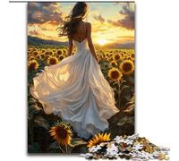 Adult Jigsaw Puzzles 1000 Sunflower Woman for Age 14 Years And over Beautiful Design GameBeautiful Design Game Great Gift (size 26x38cm)