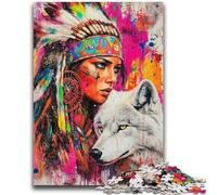 Adult Jigsaw Puzzles 1000 The Wolf And The Indian Girl Brain Intelligence Challenge Addictive Toys Funny Gift for Ages 14+ 50x75cm