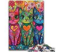 Adult Jigsaw Puzzles 1000 Three Cute Adorable Cats Brain Intelligence Challenge Addictive Toys Funny Gift for Ages 14+ 50x75cm