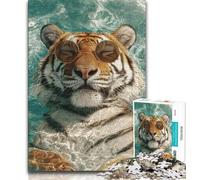 Adult Jigsaw Puzzles 1000 Tiger in The Swimming Pool 1000 Pieces for Adults,Family Activity Fun at Home Activities, Birthday Present,Travel Gifts 75x50cm