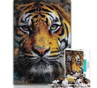 Adult Jigsaw Puzzles 1000 Tiger Portrait 1000 Pieces for Adults,Family Activity Fun at Home Activities, Birthday Present,Travel Gifts 38x26cm