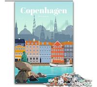 Adult Jigsaw Puzzles 1000 Travel to Kobenhavn Family Game Stress Reliever Difficult Challenge Suitable for Couples (50x75cm) 1000pcs