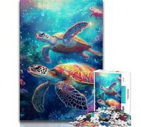 Adult Jigsaw Puzzles 1000 Turtle on The Seabed Teenager Puzzles,Game Toys Every Piece Is Unique - Challenging Family Fun Game (size 75x50cm)