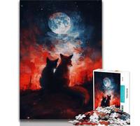 Adult Jigsaw Puzzles 1000 Two Foxes on The Night 1000 Pieces for Adults,Family Activity Fun at Home Activities, Birthday Present,Travel Gifts 38x26cm