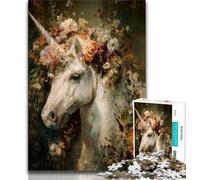 Adult Jigsaw Puzzles 1000 Unicorn Flowers 1000 Pieces for Adults,is Ideal As Gifts for The Whole Family Suitable for And 14 26x38cm