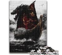 Adult Jigsaw Puzzles 1000 Viking Drakkar Boat 1000 Piece Jigsaw,Challenging Family Activity Games DIY Toy for Home Wall Decor Gifts (38x26cm)