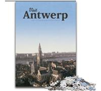 Adult Jigsaw Puzzles 1000 Visit Antwerp Family Game Stress Reliever Difficult Challenge Suitable for Couples (26x38cm) 1000pcs