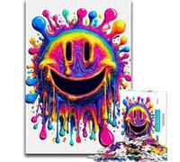 Adult Jigsaw Puzzles 1000 Watercolor Smile Logo 1000 Piece Puzzle,Vibrant And Unique Design Relaxing & Challenging Puzzle Experience (size 75x50cm)