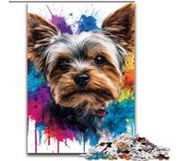 Adult Jigsaw Puzzles 1000 Watercolor Yorkshire Terrier, Stress Reliever Difficult Challenge Secret Santa Gifts for Age 14 Years Up (Size 26x38cm)