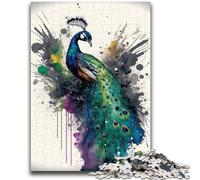 Adult Jigsaw Puzzles 1000 Watercolour Peacock 1000 Piece Jigsaw,Challenging Family Activity Games DIY Toy for Home Wall Decor Gifts (50x75cm)