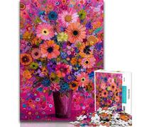 Adult Jigsaw Puzzles 1000 Wild Flowers in A Vase,Help The Brain Exercise Addictive Toys to Cultivate Patience Perfect Decoration (75x50cm)