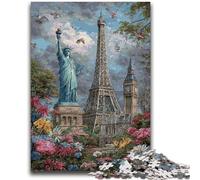 Adult Jigsaw Puzzles 1000 World Attractions Help The Brain Exercise Addictive Toys to Cultivate Patience Perfect Decoration 26X38CM
